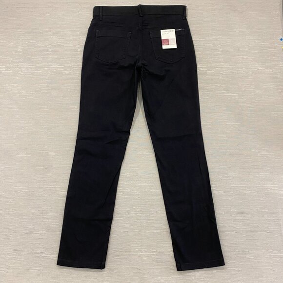 Calvin Klein Chino Pants Mens 30 x 32 Black Slim Fit Straight Flex Waist Cotton - Picture 2 of 13